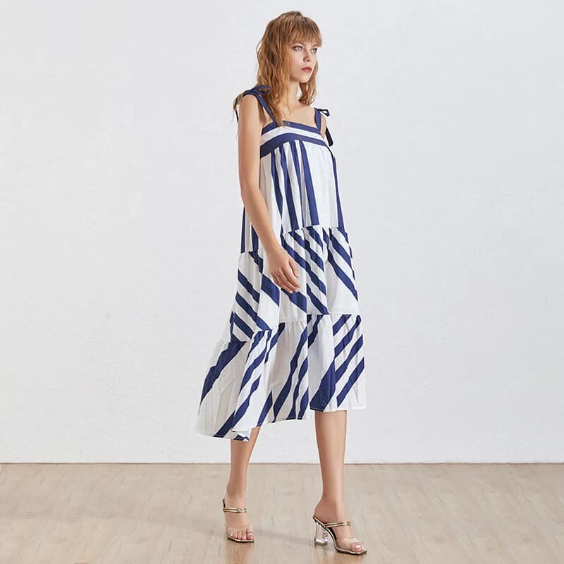 Striped Long Dresses Casual Off Shoulder - Female Summer Clothes Fashi ...
