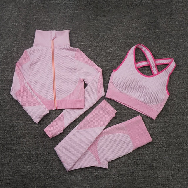Seamless Yoga Sets Female Sport Gym suits Wear Running Clothes